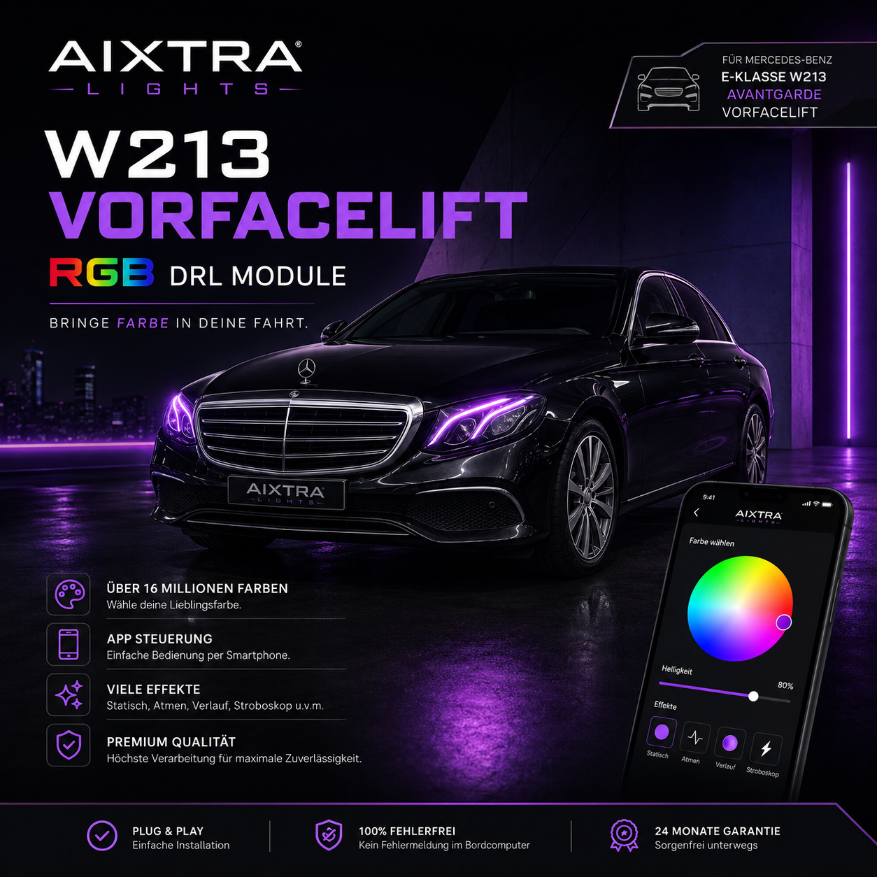 Mercedes-Benz W213 Vorfacelift RGB DRL Module (2016–2020)
