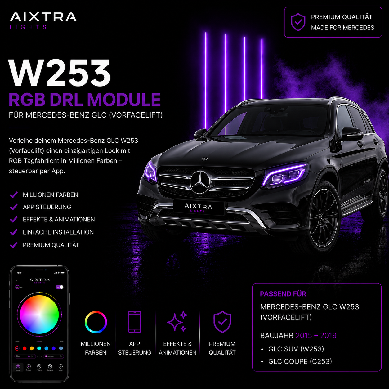 Mercedes-Benz GLC Vorfacelift W253 RGB DRL Module (2015–2022)
