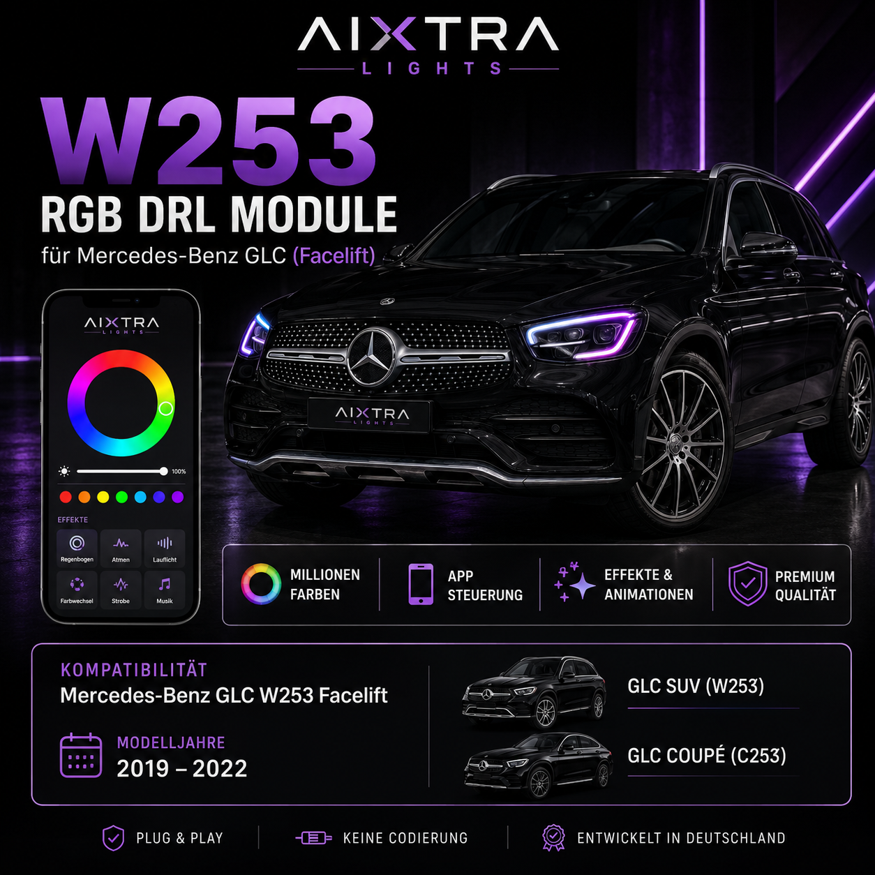 Mercedes-Benz GLC W253 Facelift RGB DRL Module (2019–2022)