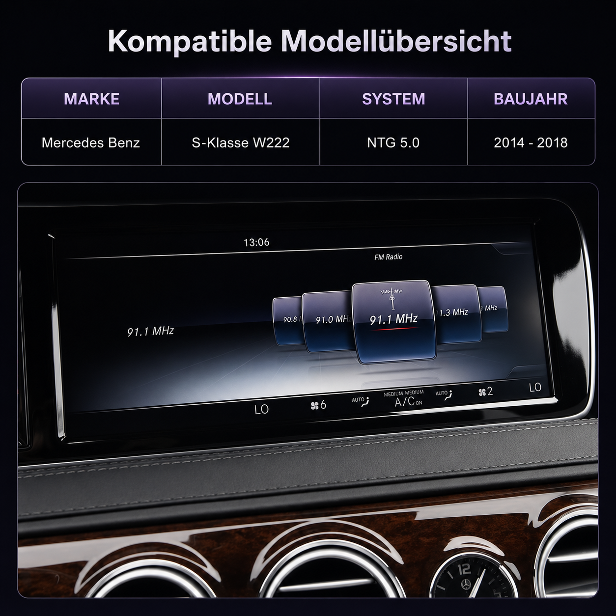 Wireless CarPlay & Android Auto Modul für Mercedes S-Klasse W222