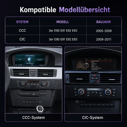 Touchscreen for BMW 3 Series E90–E93 with CCC or CIC – Wireless CarPlay & Android Auto