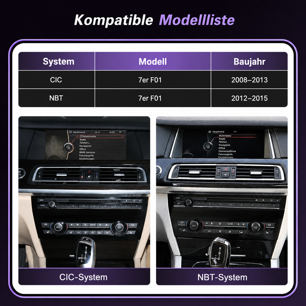 Touchscreen for BMW 6 Series & 7 Series with CIC or NBT – Wireless CarPlay & Android Auto