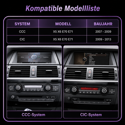Touchscreen für BMW X5 E70 & X6 E71 mit CCC oder CIC – Wireless CarPlay & Android Auto