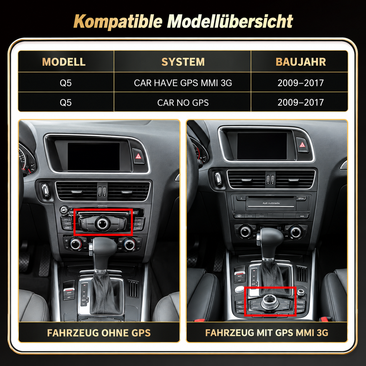 Touchscreen für Audi Q5 – Wireless CarPlay & Android Auto