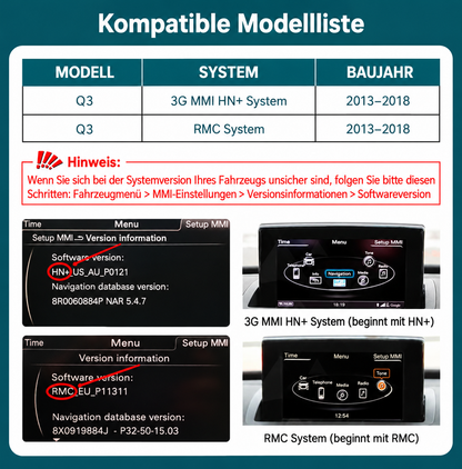 Touchscreen für Audi A1 & Q3 – Wireless CarPlay & Android Auto